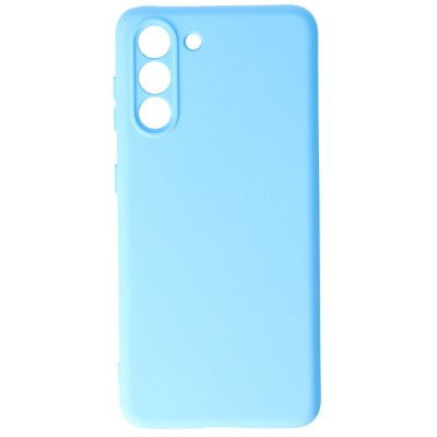 Husa Samsung Galaxy S21, SIlicon Catifelat cu interior Microfibra, Light Blue